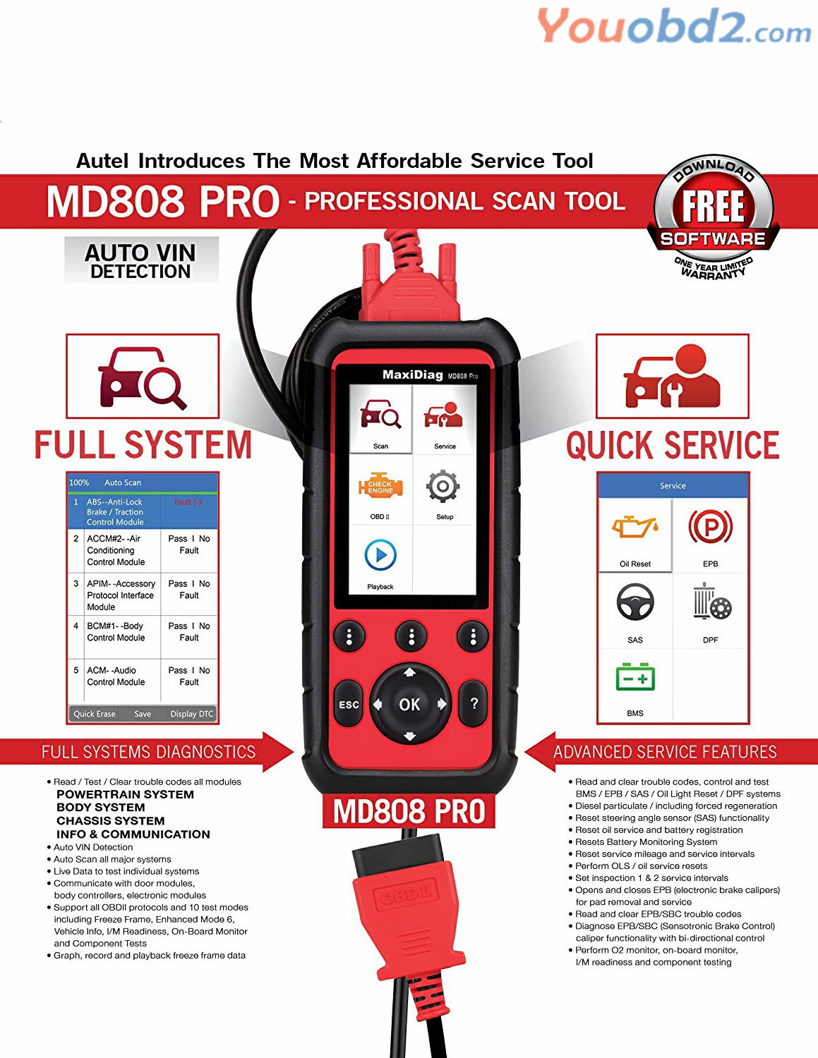 Autel.Us MD808P MaxiDiag MD808 Professional Scan and Diagnostic Tool